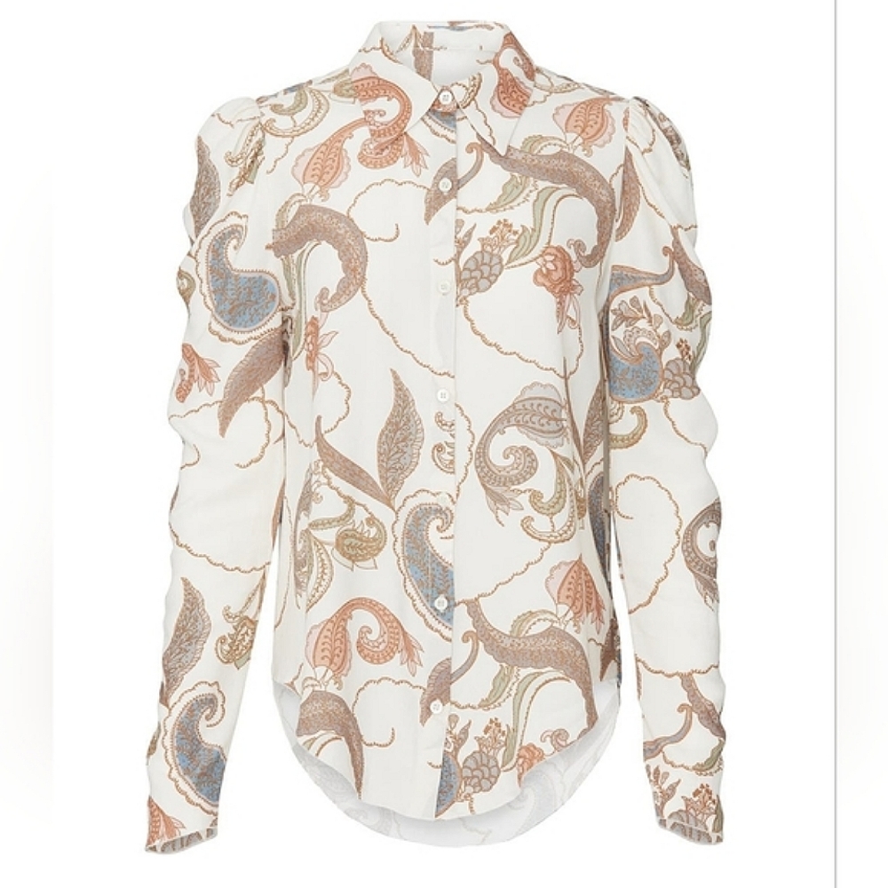 🪡 See by Chloe Cream Paisley Multi Top, Sz 34 (US 2)